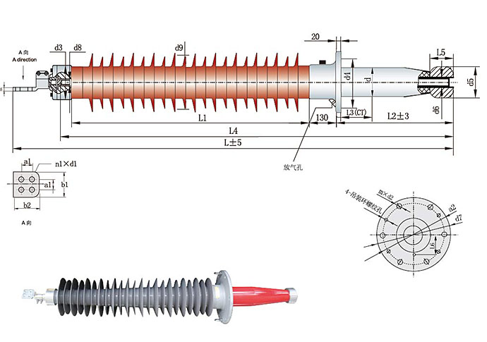 126kV Dry R.I.F. /R.I.P. Transformer Bushing(Draw Lead Type)