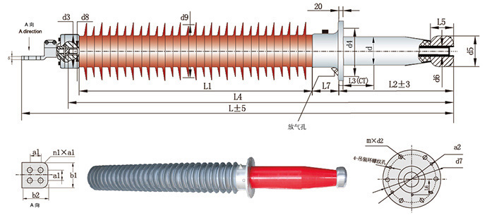 145-170kV FRP Dry R.I.F. /R.I.P. Transformer Bushing(Draw Lead Type)