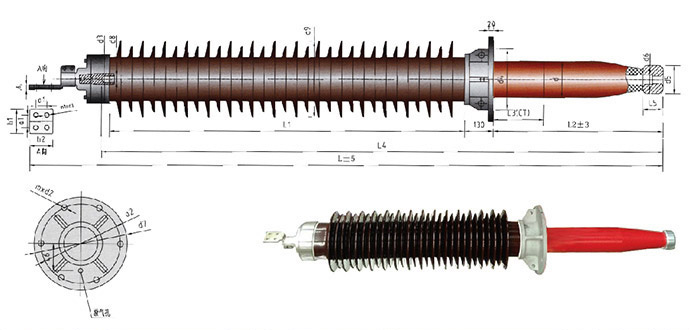 126kV FRP DryR.I.F. /R.I.P.Transformer Bushing(Porcelain shed)