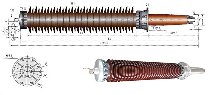 145kV, 170kV Dry R.I.F. /R.I.P. Porcelain shed Transformer Bushing