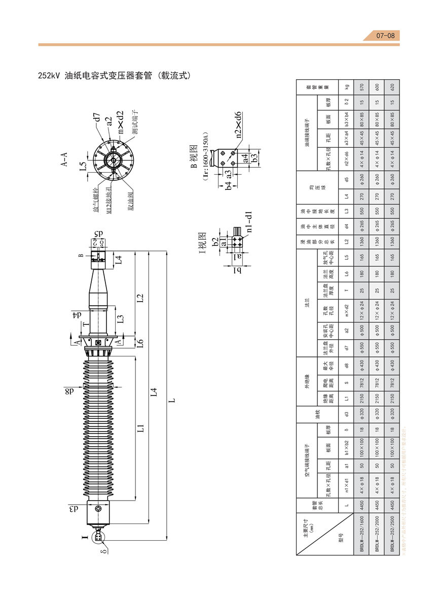 油纸电容式套管选型手册